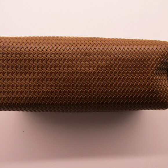 FLAVI VISMANO Italy Italian Zippered Brown Woven Leather Makeup Case Bag--New! - Picture 4 of 5